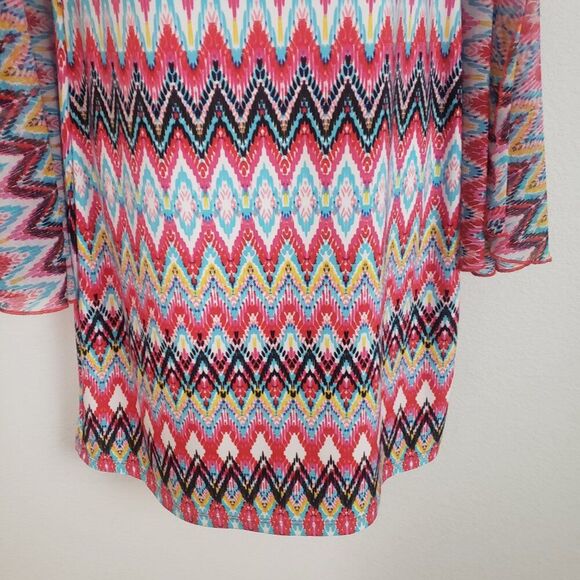 Tacera Shift Dress Petite Small Pink Chevron Print Boho Maximalist - Picture 3 of 10